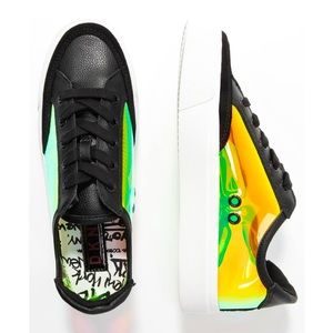 DKNY gasoline vinyl Reesa platform sneakers